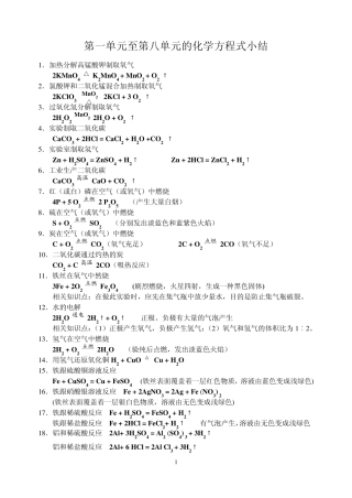 18单元化学方程式小结
