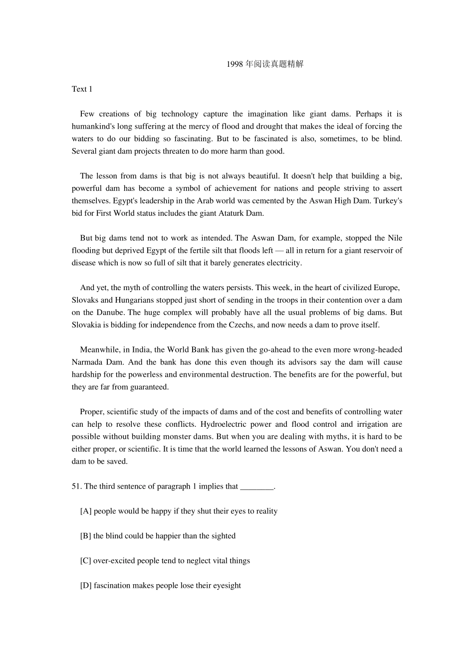 1998考研英语真题阅读详解_第1页