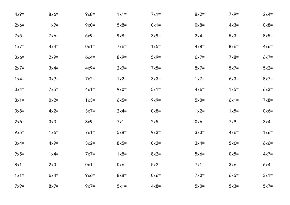 19乘法口算练习题_第1页