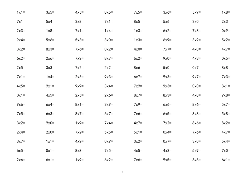 19乘法口算练习题_第2页