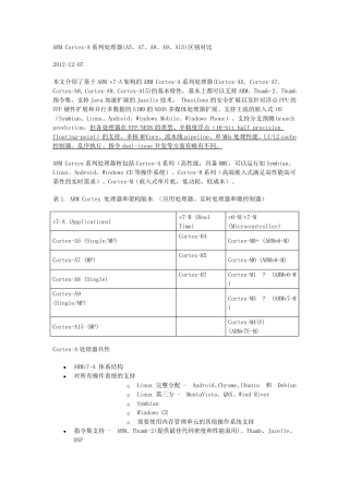 1_ARMCortexA系列处理器(A5、A7、A8、A9、A15)区别对比