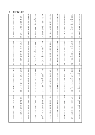 1位数10笔(10套)