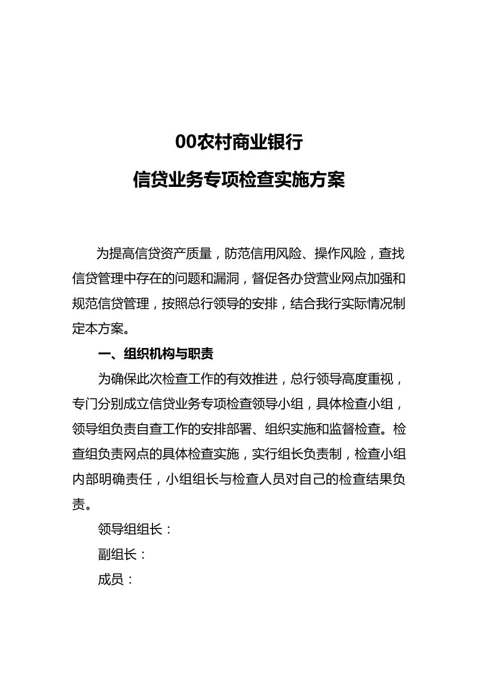1信贷专项检查方案_第1页