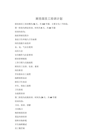 1厨房部员工培训计划