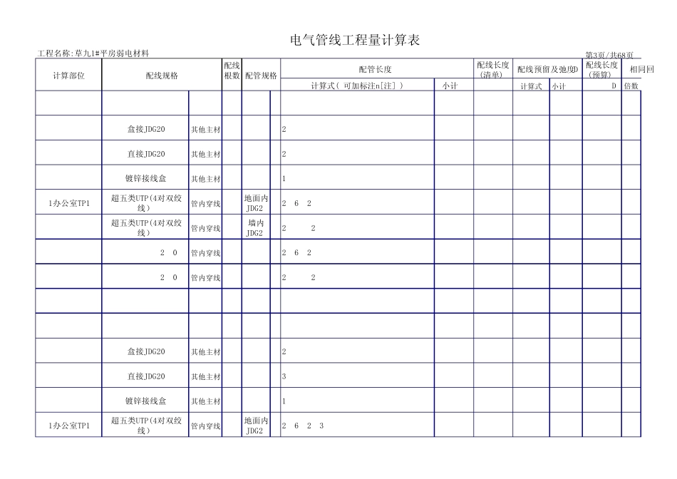1弱电安装工程量计算表格_第3页