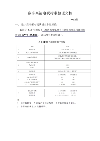 1演播室高清数字电视信号标准整理文档