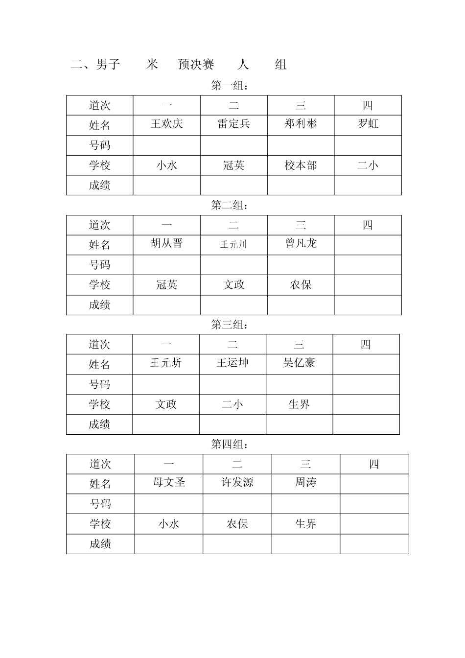 1鲁班一小2014年小学生田径运动会成绩册2_第3页