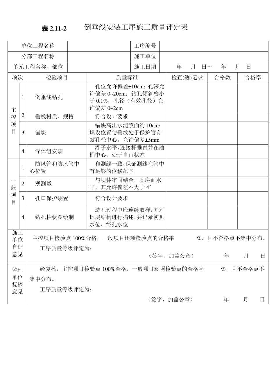 2.11安全监测外部变形观测设施质量验收评定表_第3页