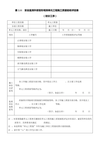 2.11安全监测外部变形观测设施质量验收评定表