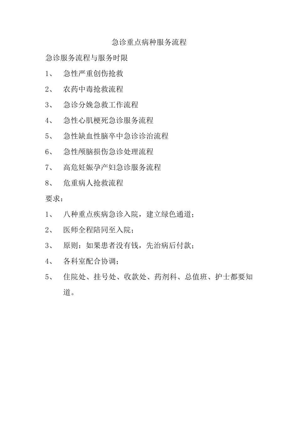 2.3.4.2重点病种急诊服务流程与规范(二甲)_第1页