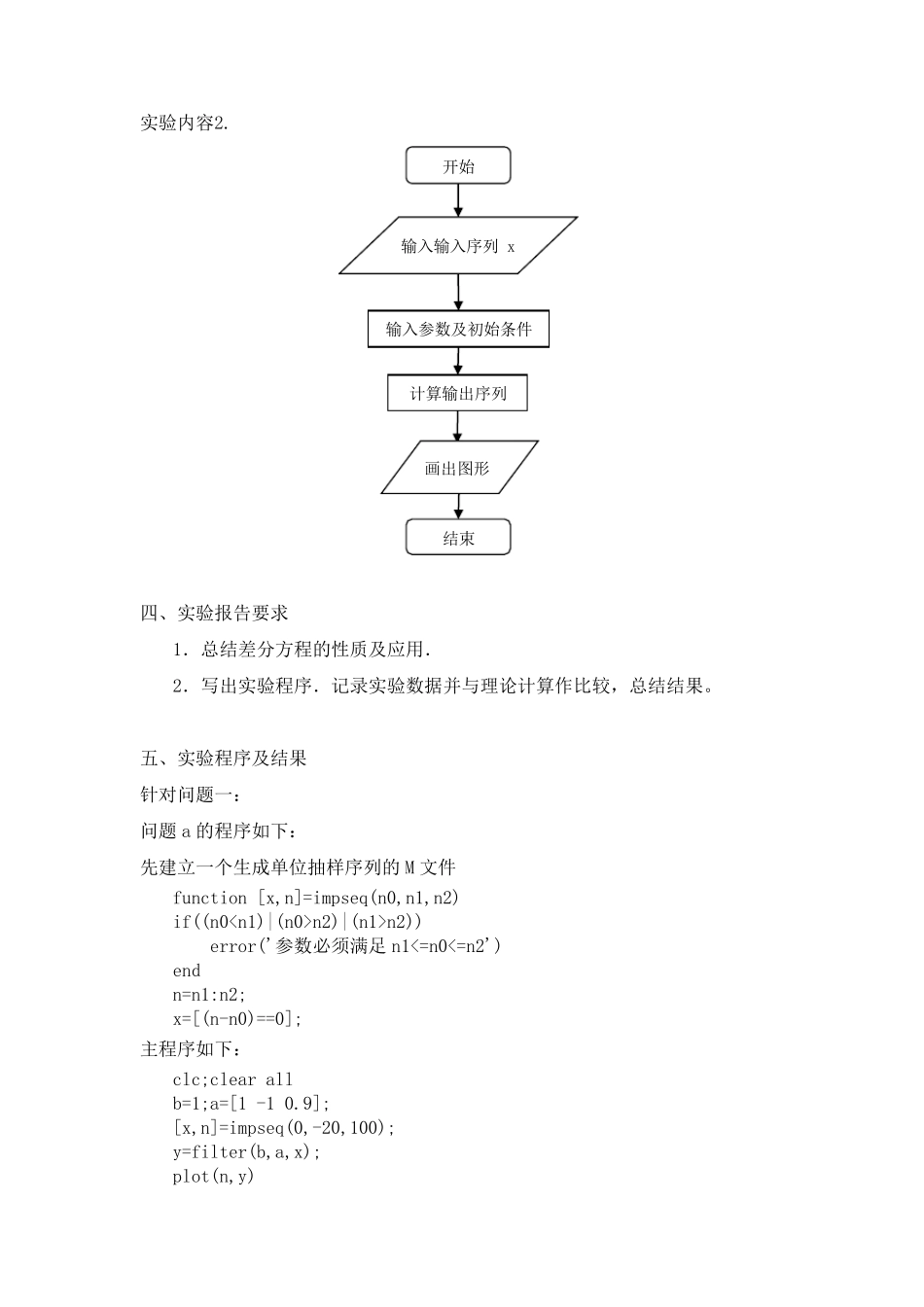 2.差分方程及其求解数字信号处理实验报告_第3页