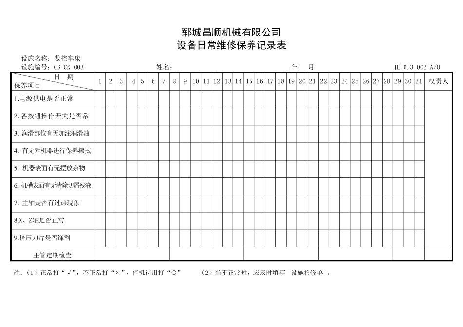 2.设备日常维修保养记录表_第3页