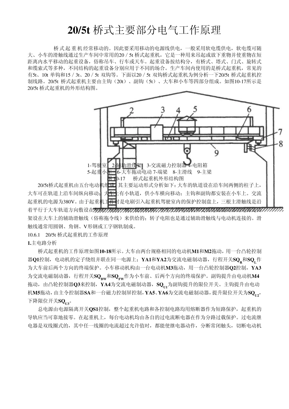 20,5t行车主要部分电气工作原理图_第1页