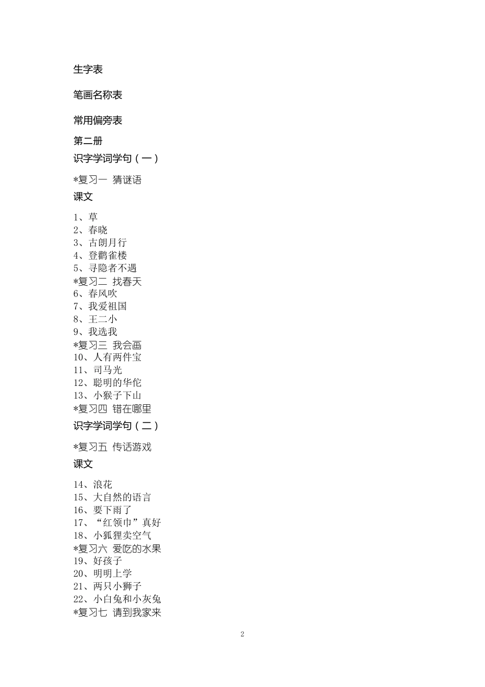 2000年人教版小学至初中阶段语文课文目录_第2页