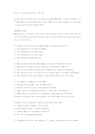 2001年专业英语八级考试真题试卷及答案详解