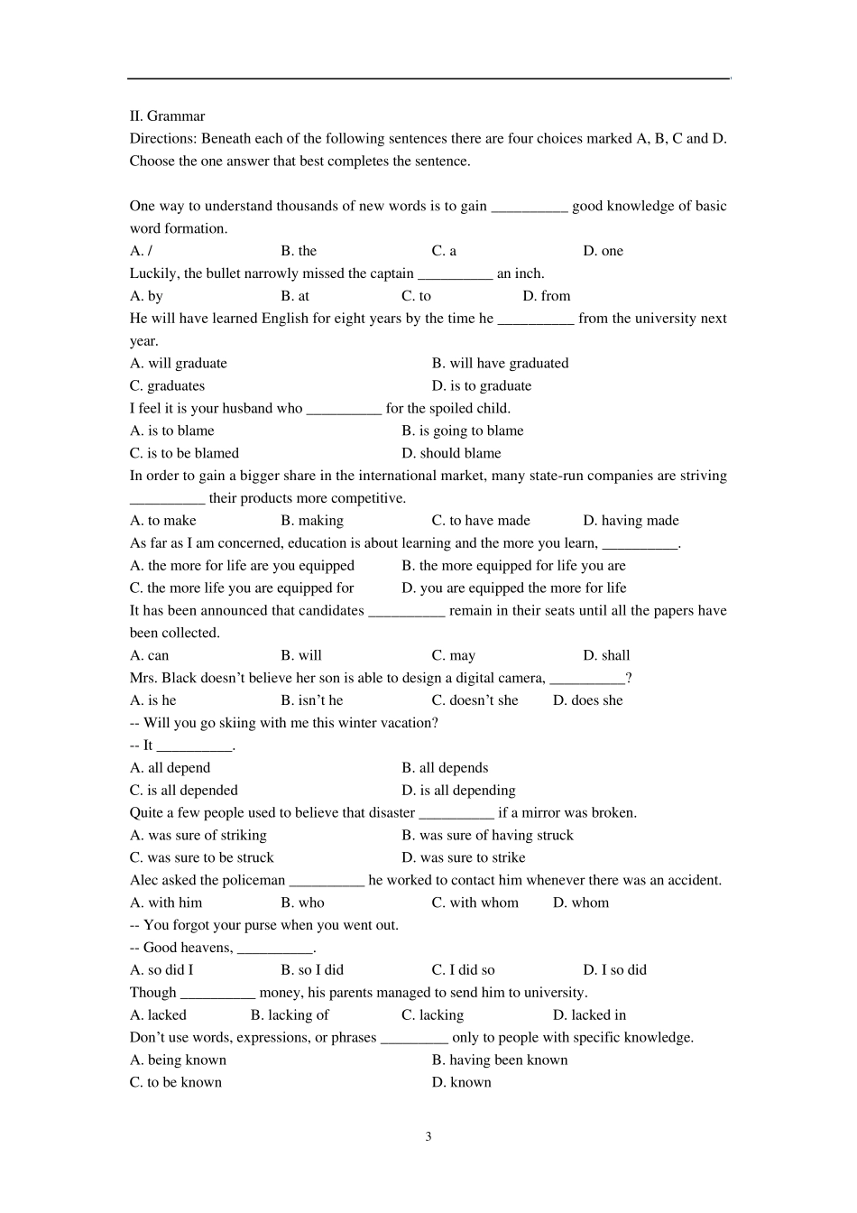2002年上海市秋季高考英语试卷(上海市历年高考英语试题)_第3页