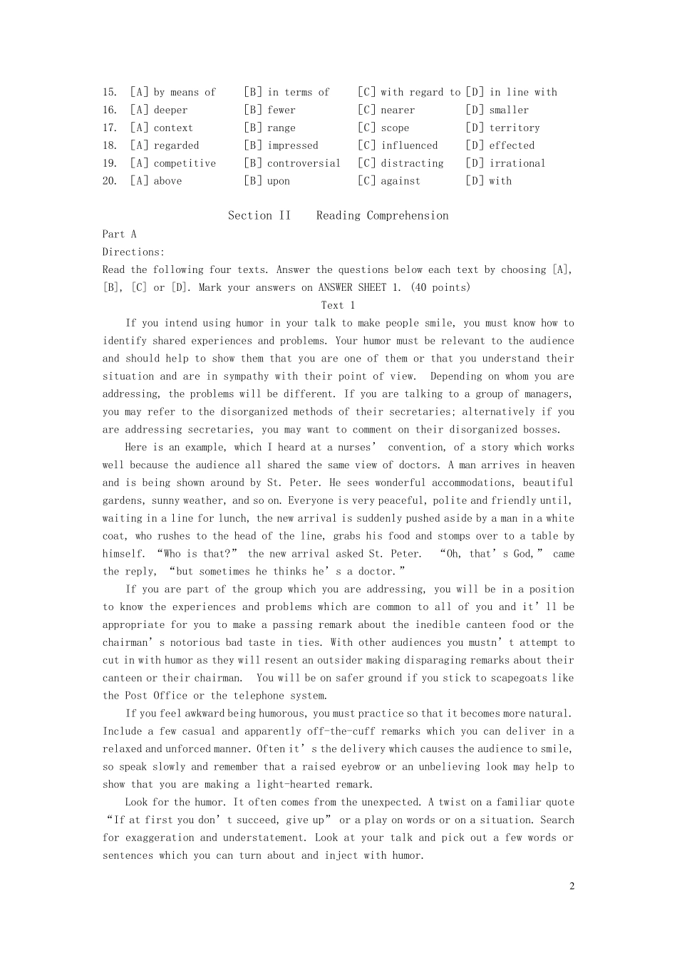 2002年考研英语真题及解析(答案很详细,值得下载一看)_第2页