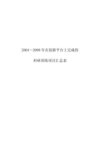 2004~2009年在创新平台上完成的