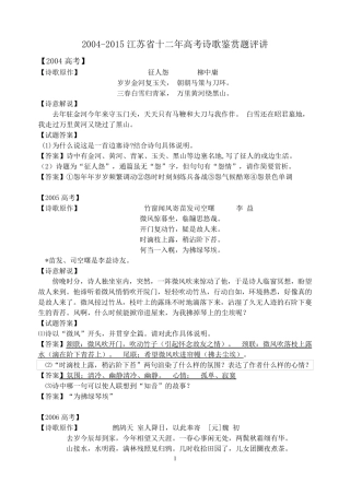 2004——2016江苏省高考诗歌鉴赏题讲评