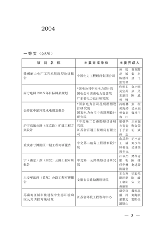 2004年度全国优秀工程咨询成果