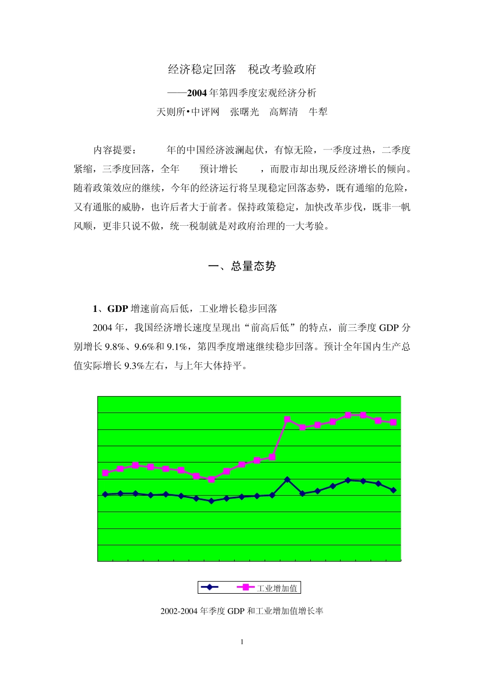 2004年第四季度宏观经济分析_第1页