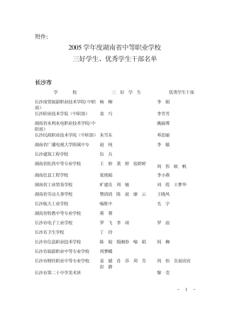 2005学年度湖南省中等职业学校