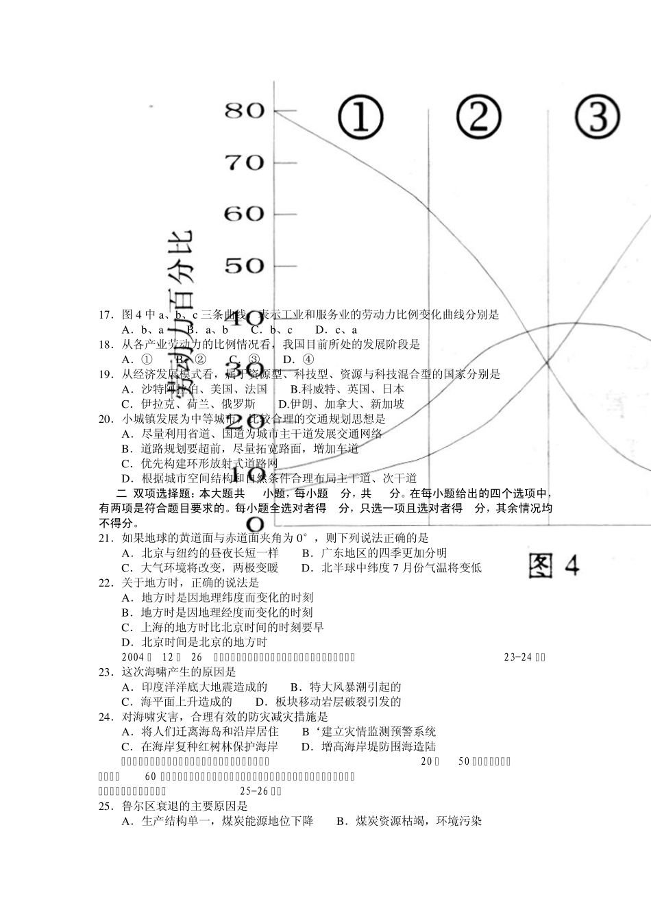 2005年全国高考地理试题及答案(广东卷)_第3页