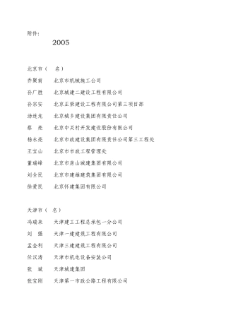 2005年度全国建筑业企业优秀项目经理