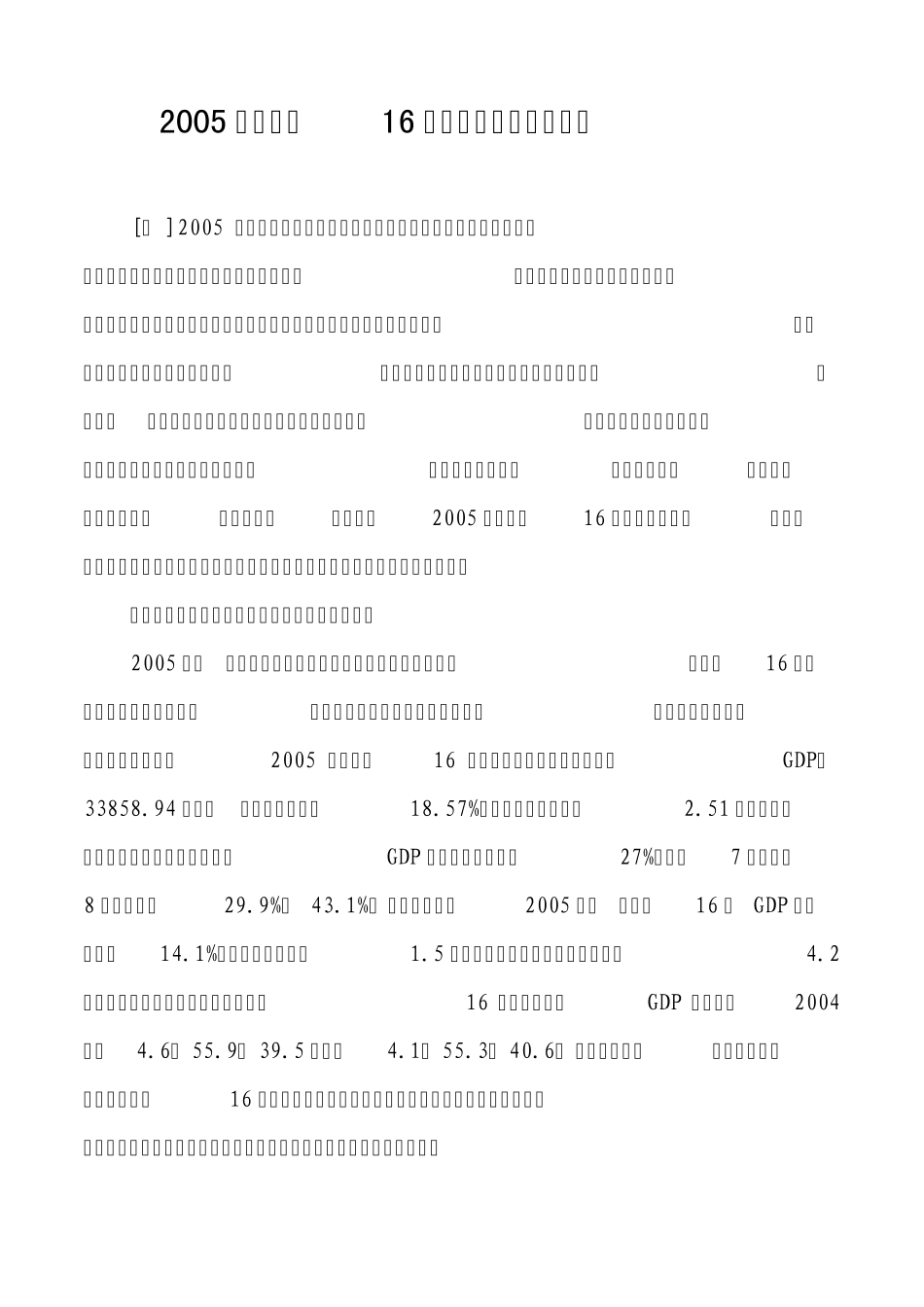 2005年长三角16城市经济发展状况比较_第1页
