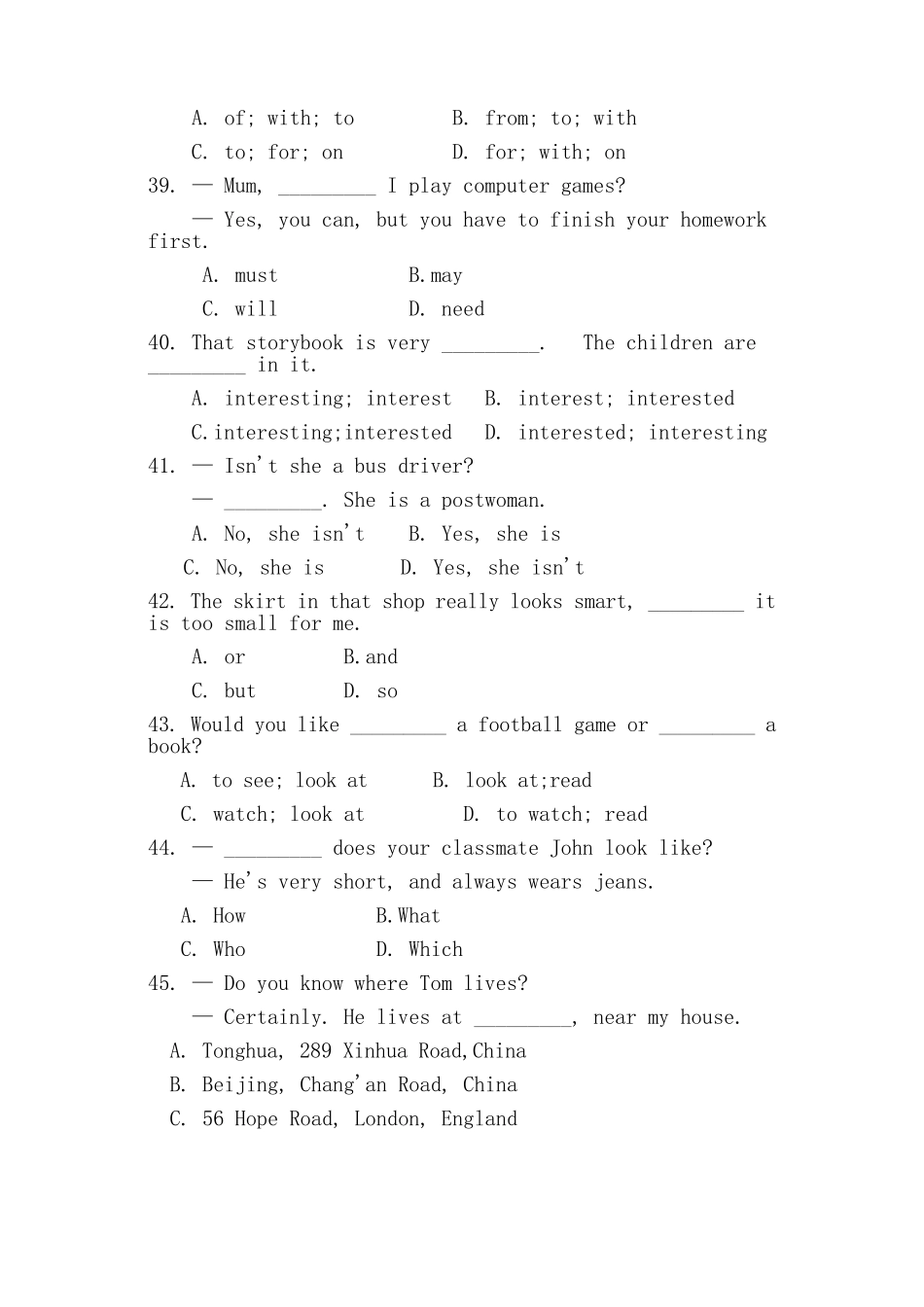 2006年全国中学生英语能力竞赛(NEPCS)决赛初一年级组试题_第2页