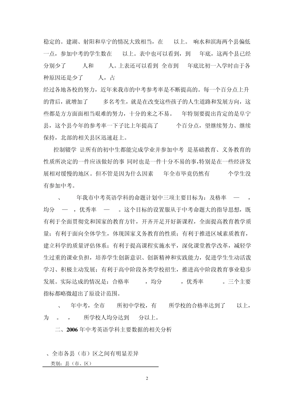 2006年全市中考英语学科质量分析报告_第2页