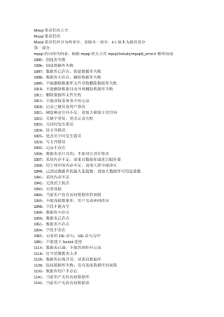 Mysql错误代码大全