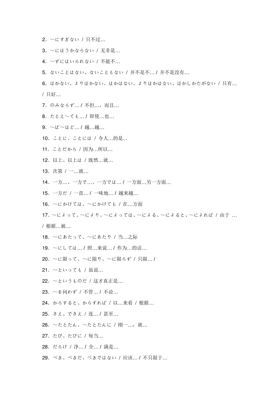 N1,N2日语考试历年必出文法总结_第2页