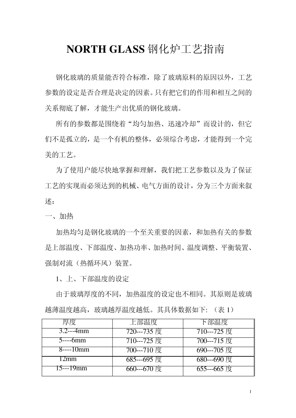 northglass钢化炉工艺指南_第1页