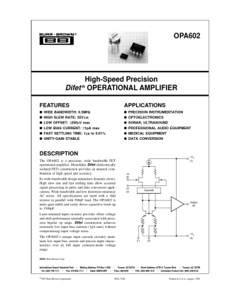 Opa602高速高精度运放