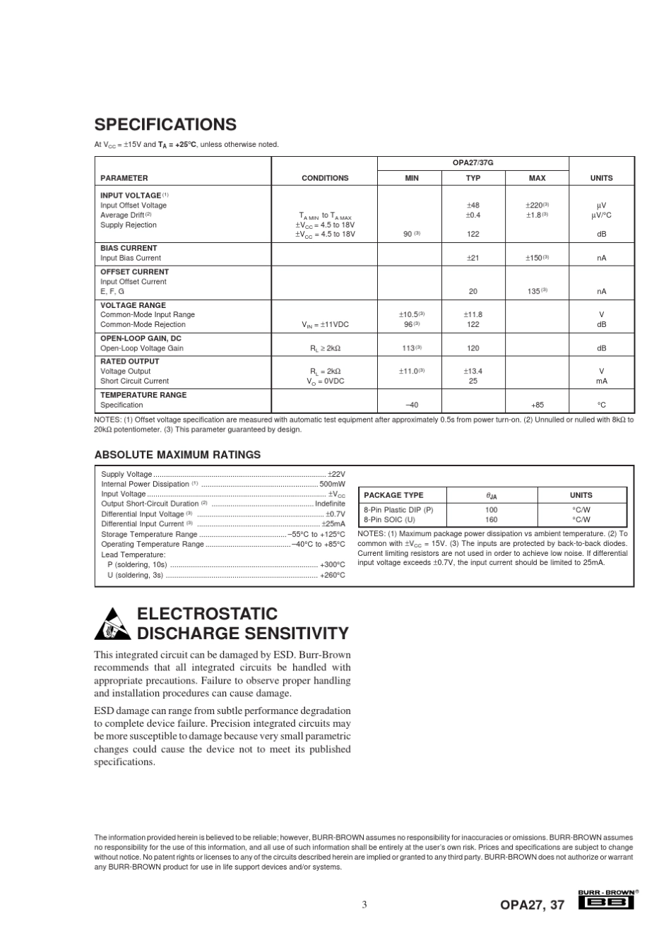 OPA27_OPA37超低噪声运放_第3页
