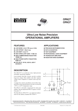 OPA27_OPA37超低噪声运放