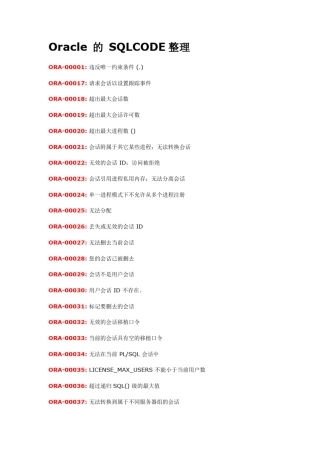 Oracle的SQLCODE整理