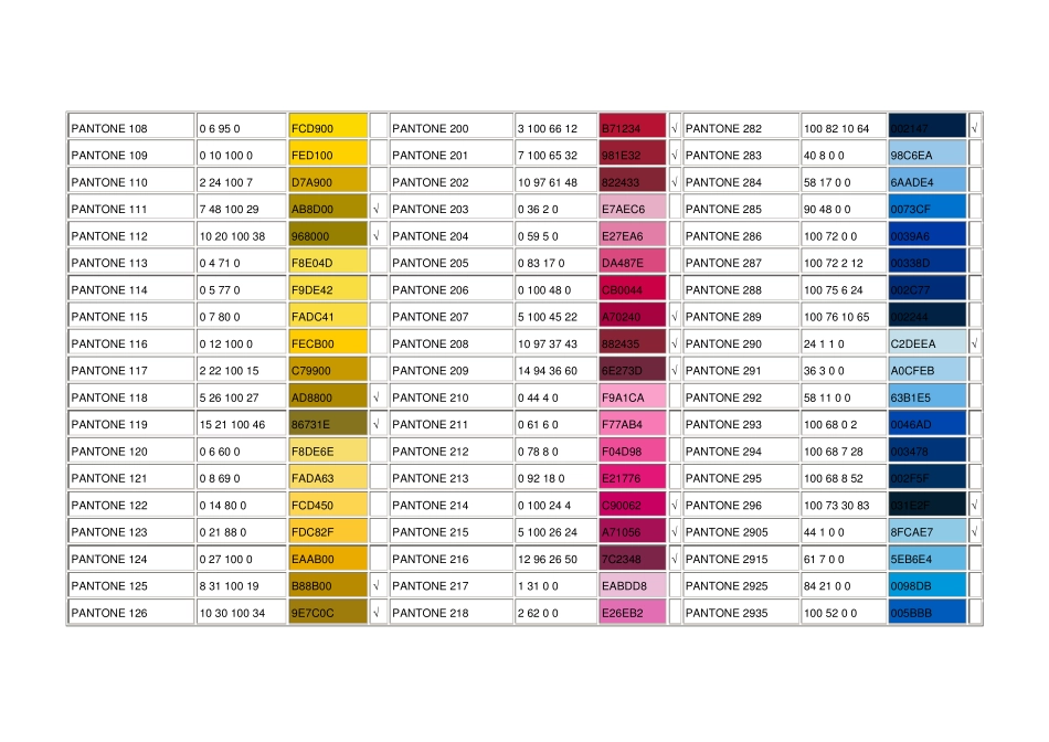 PANTONE专色的CMYK值_第3页