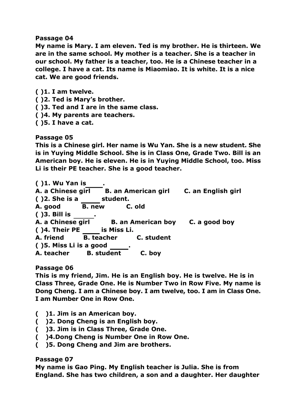 PEP小学英语五年级阅读理解34题_第2页