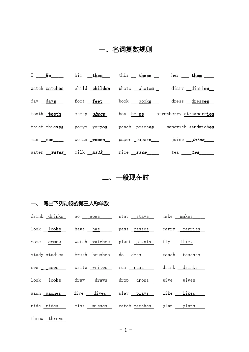 PEP小学英语语法要点及习题答案_第3页