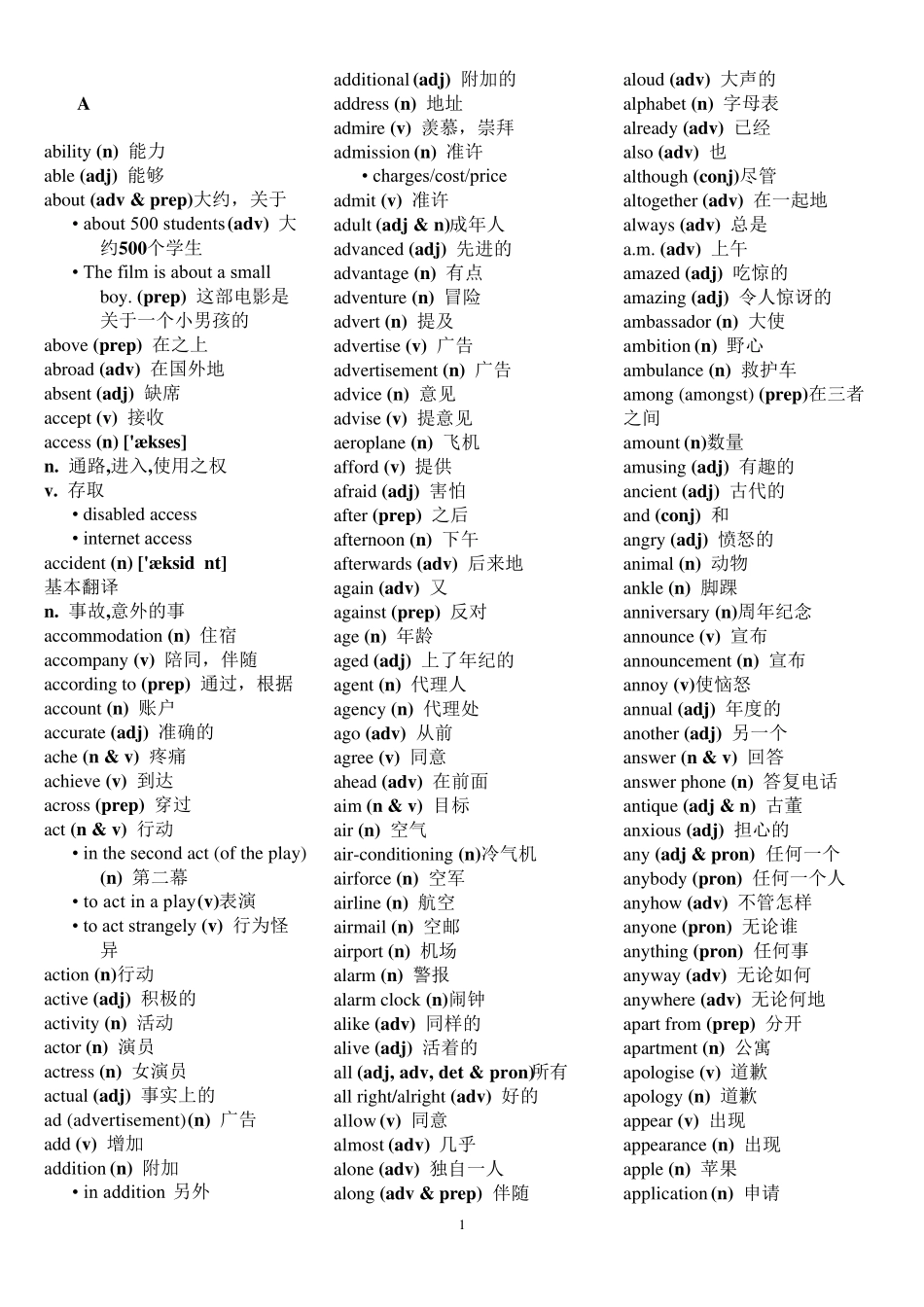 PET单词表_第1页