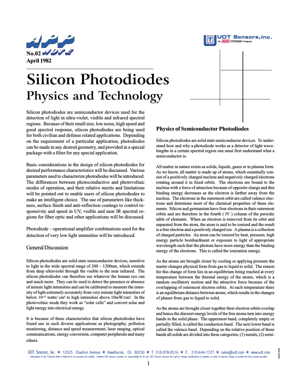 Photodiode(光电二极管参数计算)_第1页