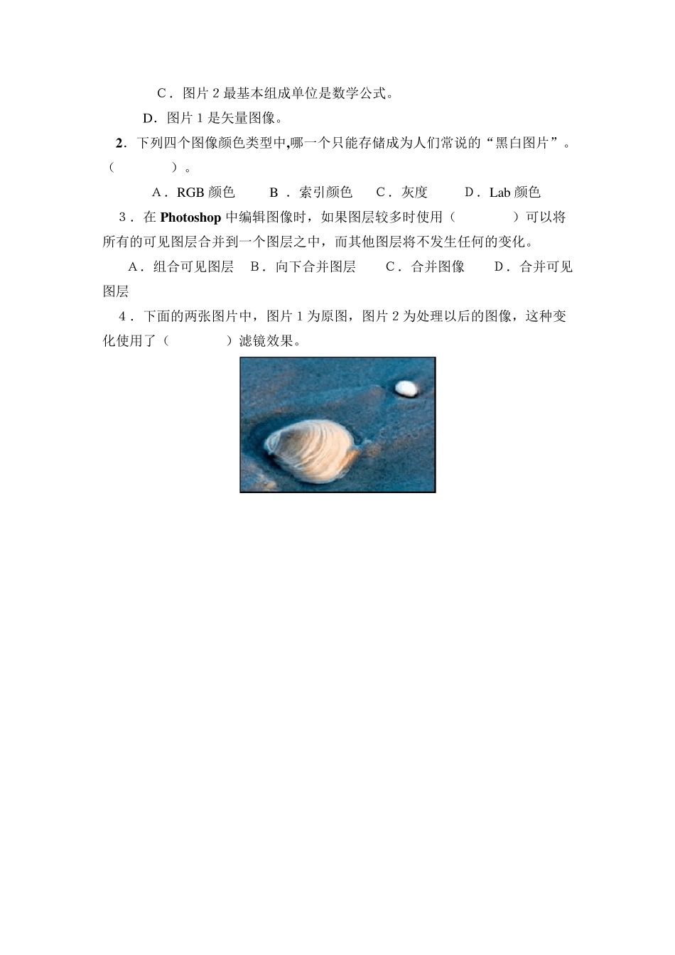 PhotoShop图像处理模拟考核试题及解答_第2页