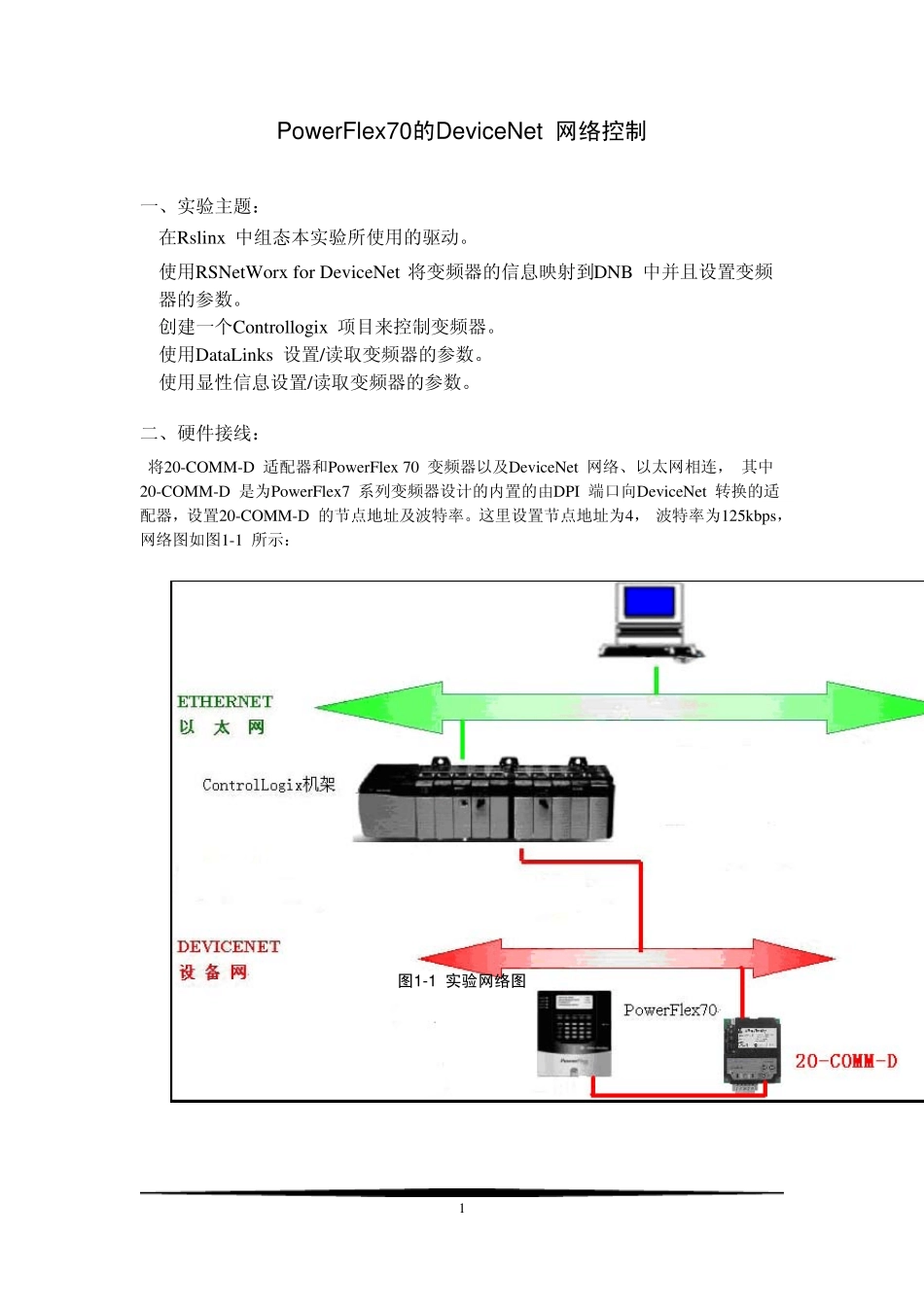 PowerFlex70的DeviceNet网络控制_第1页
