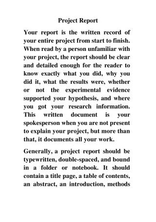 ProjectReport(格式)