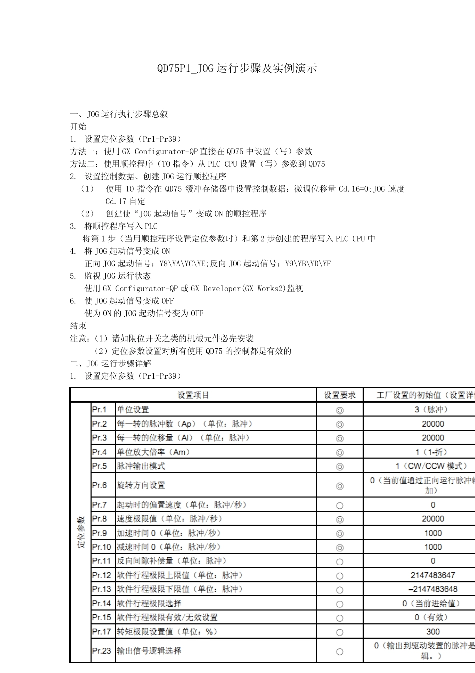 QD75_JOG运行步骤及实例演示_第1页