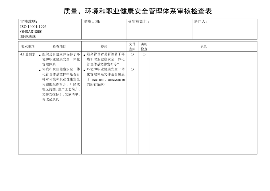 QEHS体系审核检查表_第1页