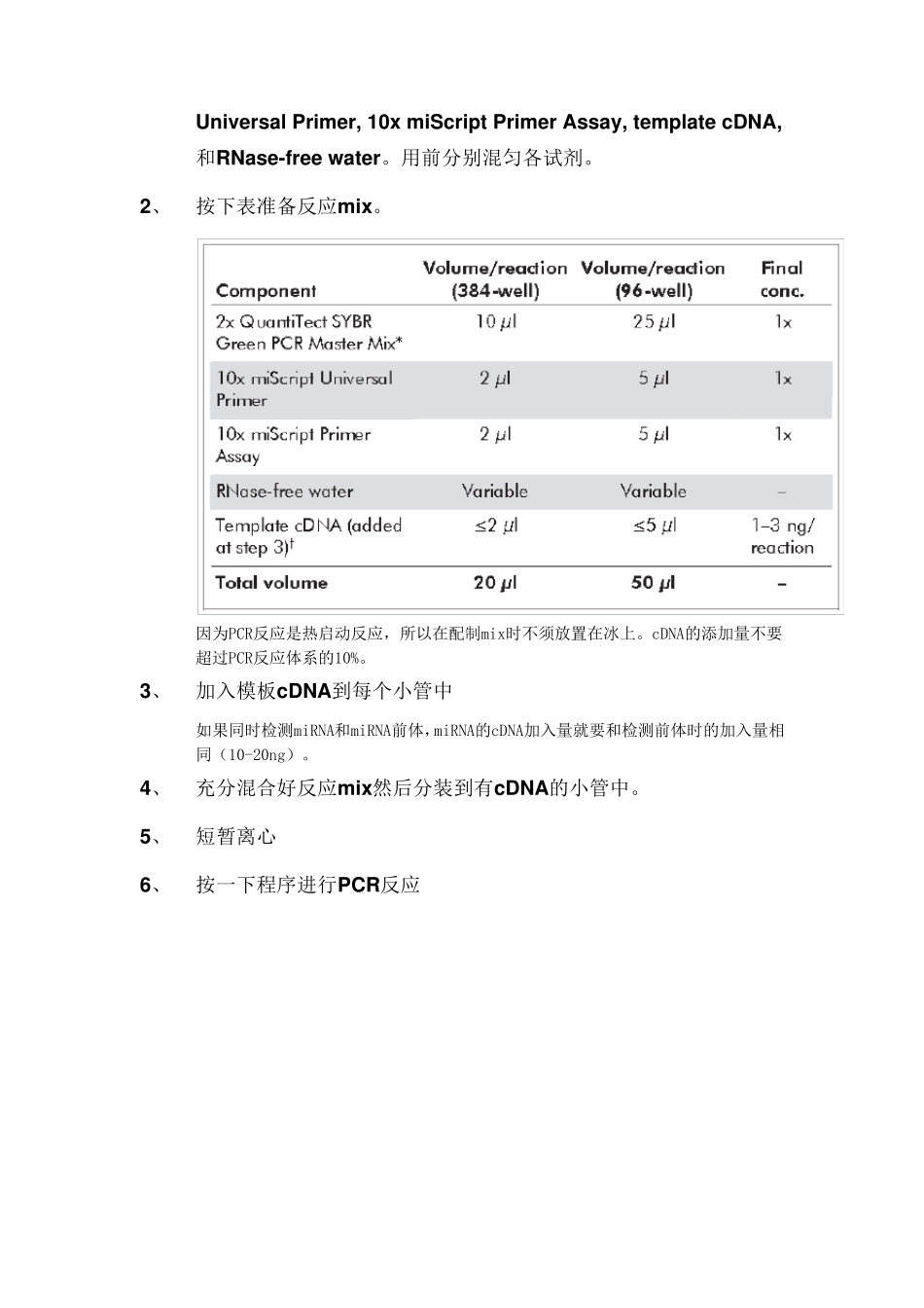 QIAGENmiScriptPCR系统中文说明书(初次翻译,如有错误,敬请包涵)_第3页