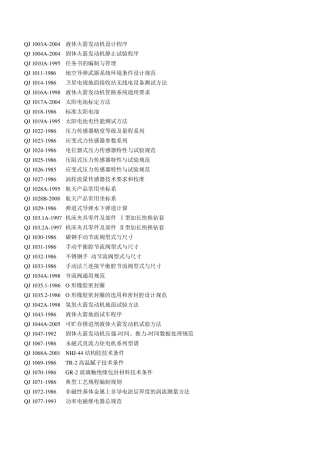 QJ航天标准目录全